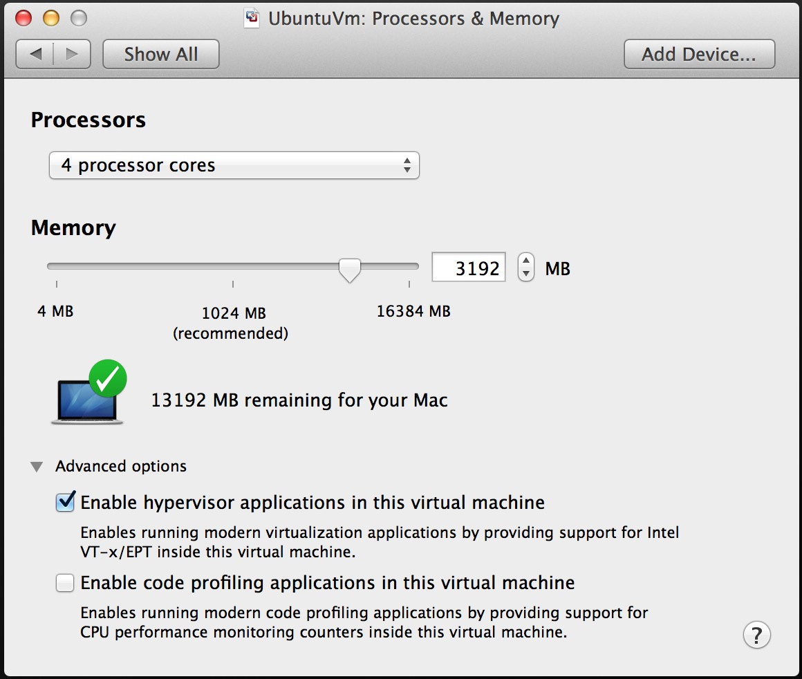 does processor matter for os x vm